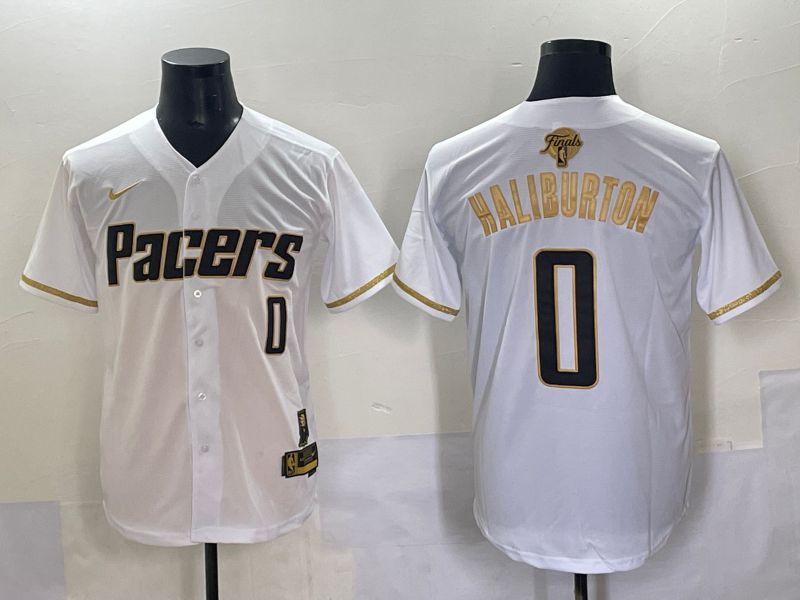 Men 2025 Indiana Pacers #0 Haliburton White Joint Name NBA Jersey style 6
